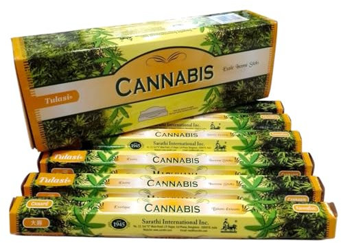 Incienso Premium DE Cannabis. Limpieza energética. Incienso Cannabis Natural. Total 120 Varillas. Limpieza, ENERGIAS. Autentico inciendo Natural. Hecho en India.