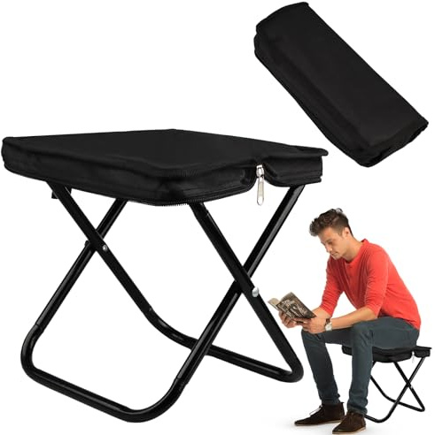 Dawumin Camping Hocker Faltbar, Tragbarer Klapphocker, Mini Falthocker, Tragfähigkeit bis 220 Pfund, Klapphocker Faltbar für Reisen Wandern Camping Angeln Grillen Picknick