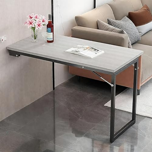 Ddasam Mesa Plegable de Pared Multifuncional - Madera Maciza y Acero 40kg, Ahorro Espacio para Cocina, Oficina, Balcón