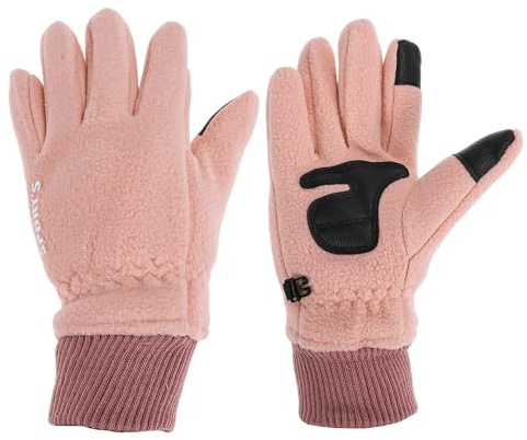 HOPESPANNER Guantes De Ciclismo Mujer Guantes De Motocicleta para Escalada Motociclismo Ciclismo Polar Doble Rosa Talla Única