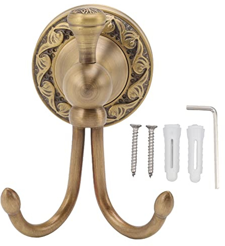 GLOGLOW Crochet en Manteau pour Décoration de Salle de Bain Bien Rangée en Laiton en Acier Inoxydable Robe Hook Délicat Rétro Double de Forte Salle de Bain Nan Nan