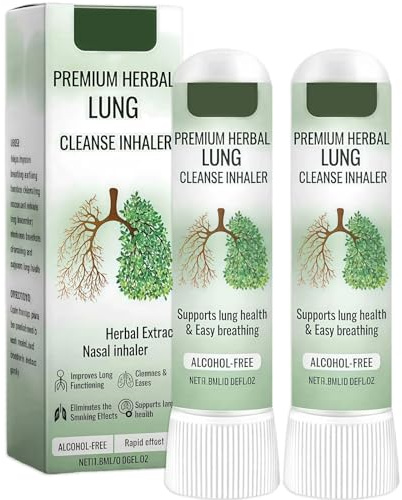 2Pcs Her-bal Lung Cleansing Nasal Inhaler Stick, Natural Mucus Relief for Respiratory Support, Her-bal Formula for Congestion & Sinus Care, Portable Aromatherapy Inhaler