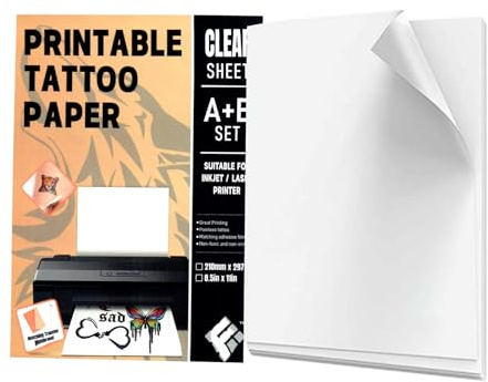 5 x tatueringspapper A4 för självtryck, födelsedag, DIY, personlig, bläckstråleskrivare, tatueringspapper, JGA, svensexa, folie, tillfällig tatuering, för huden, bröllop, fest