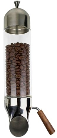 Coffee Bean Dispenser, Wall-Mounted Cereal Storage Container, Glass Tube, Adjustable Output for Candy, Tea, Grains