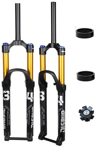 WIQUYBML Mountain Bike Fork 26 27.5 29 Inch 1-1/8 Straight Tube Suspension Air Forks Travel 160mm Rebound Adjust 15mm×110mm Thru Axle Disc Brake Front