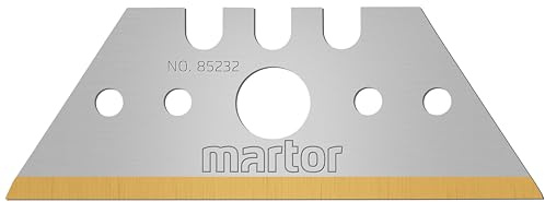 MARTOR 10x Trapezklinge TiN 19 mm, 2-fach, Ersatz-Cutterklingen | Im Spender, Titanium-Nitrit, für SECUNORM 500/MIZAR/300/MULTISAFE & ARGENTAX, No. 85232.70