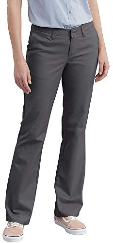 Dickies kvinnors platt framsida stretchbyxa smal passform bootcut khakis