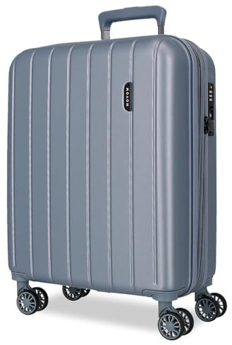 Movom Wood Valise Trolley Cabine Gris 40x55x20 cms Rigide ABS Serrure TSA 38L 3,2Kgs 4 roues doubles Extensible Bagage à main