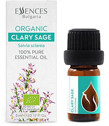 Essences Bulgaria BIO Muskatellersalbei Ätherisches Öl 5ml | Salvia sclarea | 100% Naturrein | Unverdünnt | BIO-zertifiziert | Spitzenqualität aus Familienbetrieb | Ohne Gentechnik | Vegan
