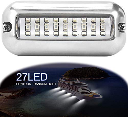 ALLOMN Boat Navigation Light, 50W 12V 27 LED Navigation Lamp Green White Blue Marine Light IP68 Waterproof underwater Stainless Steel Ship Beam Lights (White)