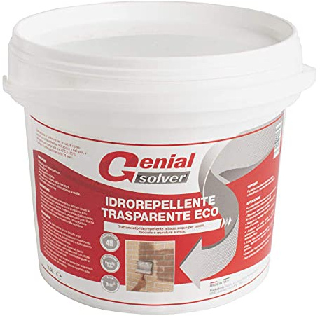 Genial Solver Idrorepellente Trasparente Eco - Antipioggia Facciate - Trattamento Idrorepellente per tutte le superfici, 2,5 litri…