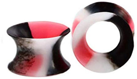 Homeilteds 2ST 6-20mm Herz-Silikon-Ohr Spur Stecker Und Tunnel Flesh Dreieck Weiche Silikon-Ohr-Expander-Sattel Ausgestelltes Plugs (Main Stone Color : 10mm, Metal Color : Style8)