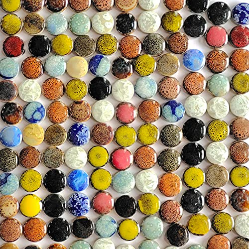 200 g Keramik-Mosaikfliesen, zufällige Farbe, gemischte runde Keramikfliesen, Großpackung für Bastelarbeiten, Teller, Blumentöpfe, Vasen, Tassen, Mosaikherstellung, Zubehör, 20 mm