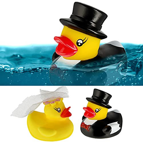 Anatra da bagno coppia di sposi | H5 cm giallo anatre sposo | giocattolo da bagno matrimonio coppia di sposi regalo