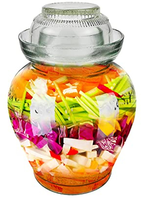 DOERDO DD Glass Jar with Lid Pickle Jar, 2.5L | Glass Fermenting Jars, Water Seal Airlock Lid, Brewing Wine Jar, Thickening