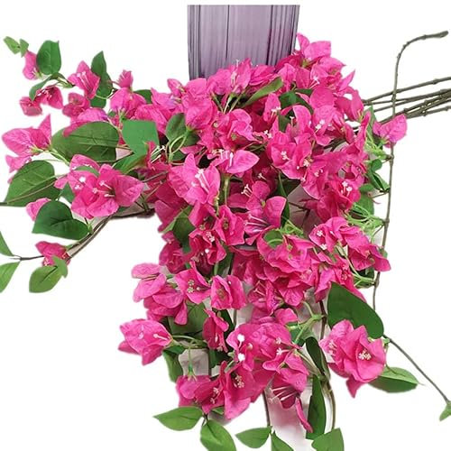 Gladiolus garden 10pcs Silk Bougainvillea Grabble Tree Branch Faux Climbing Design Bougainvillea Spectabilis Flower Stems for Wedding Centerpiece Floral Decoration (deep pink)