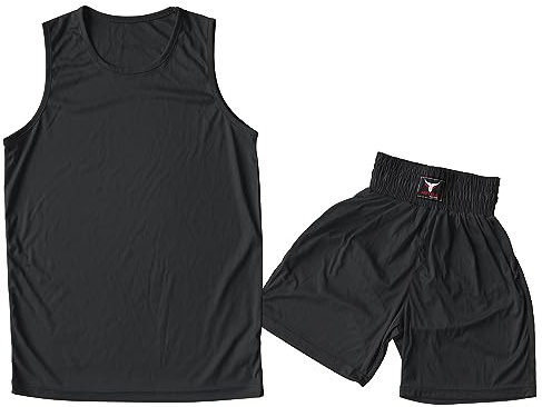 Mytra Fusion Kids Boxing Uniform 2 Pices Set Junior Boxningsdräkt (Black, 4XS (7-8 Years))