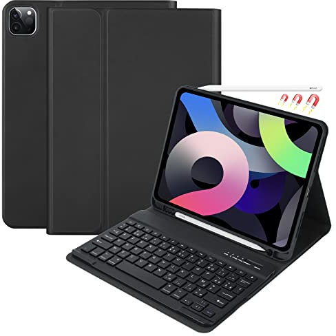 CC Store Clavier pour iPad Air 11 Zoll M3 2025/M2 2024, Air 5 2022/Air 4 2020,iPad Pro 11 4/3/2/1Gen, Coque avec Keyboard Français, Clavier Bluetooth Magnétique Détachable avec Fente pour Stylo, Noir