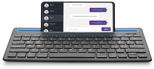 cellularline | Stand Keyboard Universal | Tastiera Bluetooth® con supporto per smartphone e tablet integrato, compatibile con Samsung ed Apple