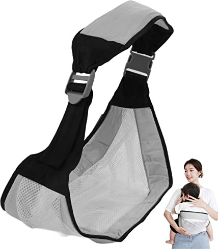 Tragetuch für Neugeborene, faltbar, ergonomisch, Babygurt, Stilltrage, Tragetuch für Babys, Kleinkinder, 4–36 Monate, bis zu 44 Pfund(Grau)