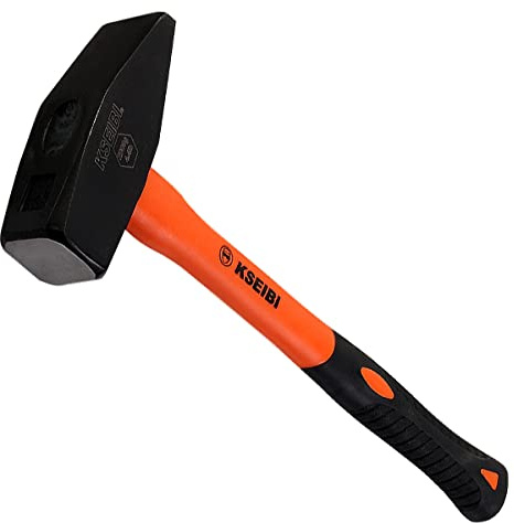 KSEIBI 271465 Martillo de ingenieros maquinistas, martillo de chapa de acero forjado, herramientas de forja de herrero (mango antideslizante, 1500 gramos)