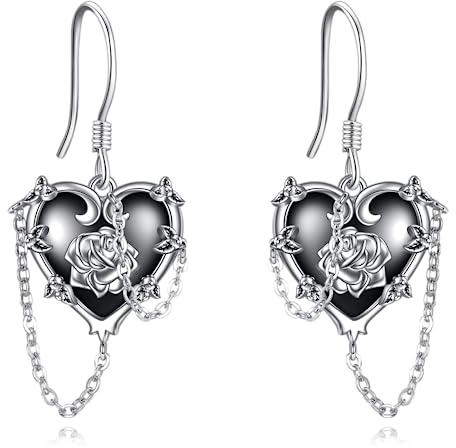 Boucles d'oreilles en forme de cœur pour femme en argent 925 - Chat/Chien/Oiseau/Pingouin - Pendantes - Bijoux mignons - Cadeaux, Argent sterling, Nown