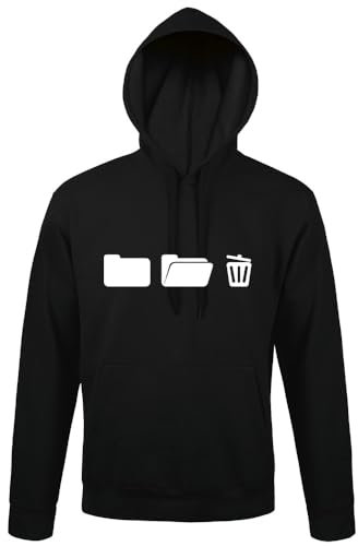 shirt84 Chemise à capuche avec corbeille à papier sur ordinateur pour homme, Noir , XXXXL