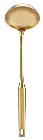 Aqxreight Stainless Steel Soup Ladle, Stainless Steel Ladle Spoon Big Soup Ladle Kitchen Spatula Turner Cooking Utensil Tool Comfortable Grip Rose Gold 01# (Luxury Gold Color)