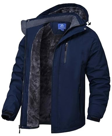 Zzkouine Giacca da Uomo Impermeabile Esterna Giacca da Pioggia Leggera Softshell Arrampicata Abbigliamento da Trekking Giacca a Vento Multitasche da Montagna-Navy Blue-M