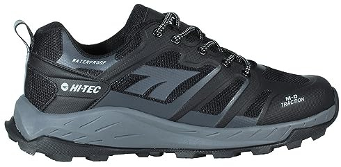 Hi-Tec O090124001 Bottes de montagne pour homme, Toubkal Low Wp Black Charcoal Grey, 42 EU