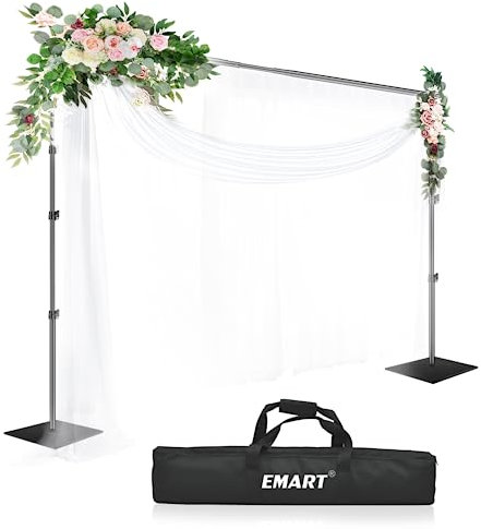 EMART Kraftigt bakgrundsstativ, 3 x 3 m justerbar bakgrundsstödsystemsats med stålbas för fotografi, fotostudio, födelsedagsfester