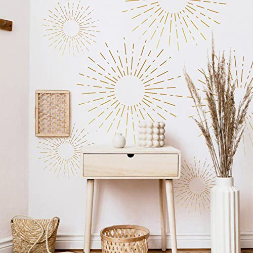 Neukids Groß Boho Sonne Wandtattoo Kinderzimmer Mädchen, Starburst Sonne Wandsticker Schlafzimmer Wohnzimmer Wandaufkleber, Babyzimmer Mädchenzimmer Klassenzimmer Wanddeko 3pcs 38x150cm