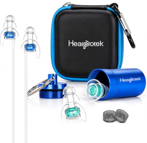 Hearprotek Tapones de Oído, Tapones para los oídos con caja de aluminio-Protección auditiva para para conciertos, música en vivo, percusión (Reutilizable y Cómodo)