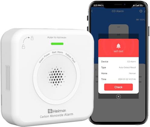 HEIMAN Wi-Fi Rilevatore di monossido di carbonio, rilevatore CO di 10 anni, EN50291, rilevatore di monossido di carbonio intelligente con app Tuya & SmartLife, portatile (WS-725ES)