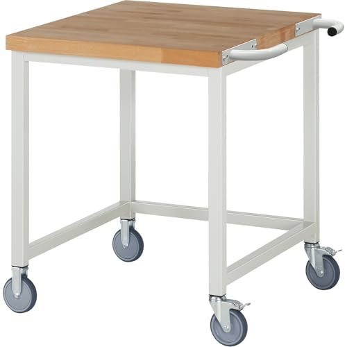 eurokraft | Fahrbare Werkbank Serie 8000 | Gestellbauweise | offenes Rahmengestell | BxT 750 x 900 mm