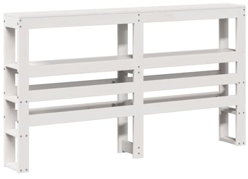 vidaXL Kopfteil mit Ablagen Weiß 150 cm Massivholz Kiefer