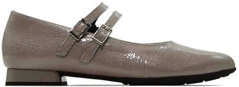 PITILLOS - Manoletina de tacón bajo,Cierre de Hebilla,de Piel,Puntera Fina,Zapato con Brillo, para: Mujer Color: Piedra Talla:40