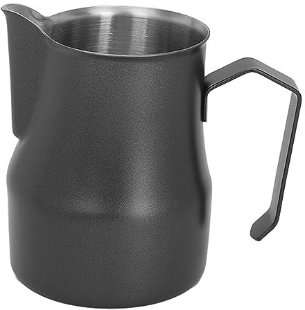 304 Stainless Steel Milk Frothing Pitcher, Pitcher Coffee Steaming Pitcher, Coffee Steaming Cup for Frothing Milk, Latte Making, and Hot Chocolate (Black 450ML)