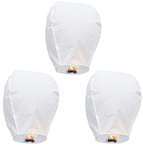 3 Pcs Lanterns, Sky Lanterns, Lanterns for Outside, Lanterns to Release in Memory, Chinese Lanterns, Wishing Lanterns, for Christmas, New Years Eve, Chinese New Year, Weddings & Parties, White