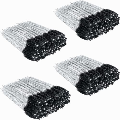 400 Stück Wimpernbürstchen, BetterJonny Wimpernbürste Kristall Mascara Zauberstäbe Wimpern Bürste Mascara Bürstchen für Wimpernverlängerung Eyelash Brush für Beauty-Salon und Hausgebrauch(Schwarz)