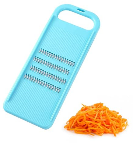 Qianeffort Rallador de plástico y acero inoxidable, verde, 26,6 cm x 3,9 cm, filamentos de 2 mm, rallador de mano de cocina, rallador de verduras, rallador de zanahoria, triturador de repollo