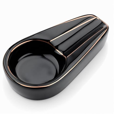 Zigarrenaschenbecher Schwarz Retro Keramik 11.8x6.3x2.5cm Cigar Ashtray Gestaltung der Filzunterseite Single Classic Ceramic Aschenbecher Zigarren Aschenbecher für Draussen Innenbereich Zuhause Büro