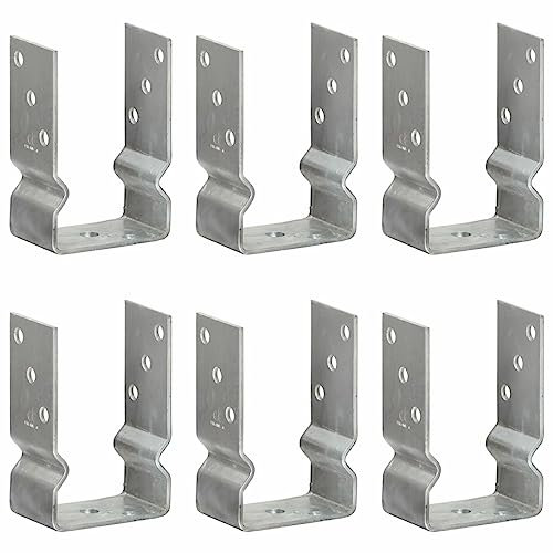 Galvanised Steel Fence Anchors 6 Pack Heavy Duty U Shaped Pergola Brackets for 9x6x15 cm Posts Extender Foot for Concrete Support Spike Anchor Tool for Secure Installation