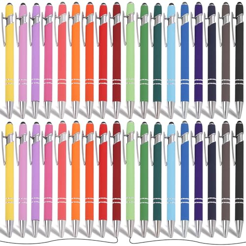 36 Stück Kugelschreiber mit Touchpen - Großraumine Metall Kuli - Einziehbarer Touchpen Hochwertig für Büro und Haushalt