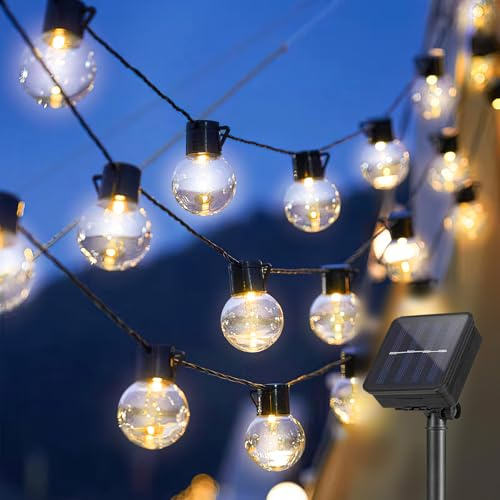 Cveenk Solar Lichterkette Glühbirnen Aussen,3.5M 10er LED Solar Lichterkette Außen,8 Modi Solarbetriebene Glühbirnen Warmweiß,Wasserdicht Garten Lichterkette Beleuchtung für Party Garten Hof Balkon