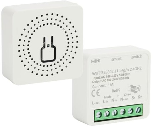 2PC Interruttore Wi-Fi per Luci Intelligenti, Compatibile con Alexa e Google Home, Controllo Vocale, Automazione Domestica, Timer e Creazione Scene, Controllo Remoto tramite APP Tuya/Smart Life