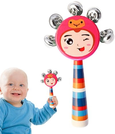 Kids Play Hand Bells, Jingle Smile Stick Shaker - Boys & Girls Children Musical Instruments, Shaker Rattle Toy for Nursery, Preschool, Party