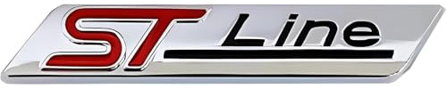 1pcs 3D Metal ST Line Rear Car Emblem Badge, fiesta st accessories, st line badge, Chrome Material Trunk Sticker (Matte Silver)