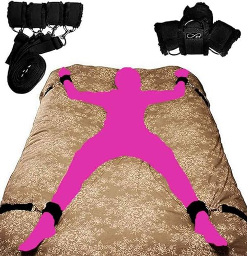 Menottes Sexy Kit Bdsm Bondage Menottes Sex Lit Retenue et Bondage, Attache Menotte Lit Harnais Femme Sexy Bdsms Set Accessoires SM Bondagerie Sexes Femme Homme Sex Toýs Couple