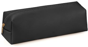 PU Leather Pencil Case,Slim Design Pencil Case with Zipper,Office Stationery Makeup Bag Pouch Bag Pen Holder,Cosmetic Bag for Students Kids Girls Boys Women (Black)